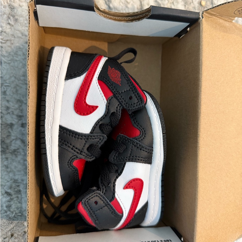 Jordan Kids Black, Red, and White Sneakers